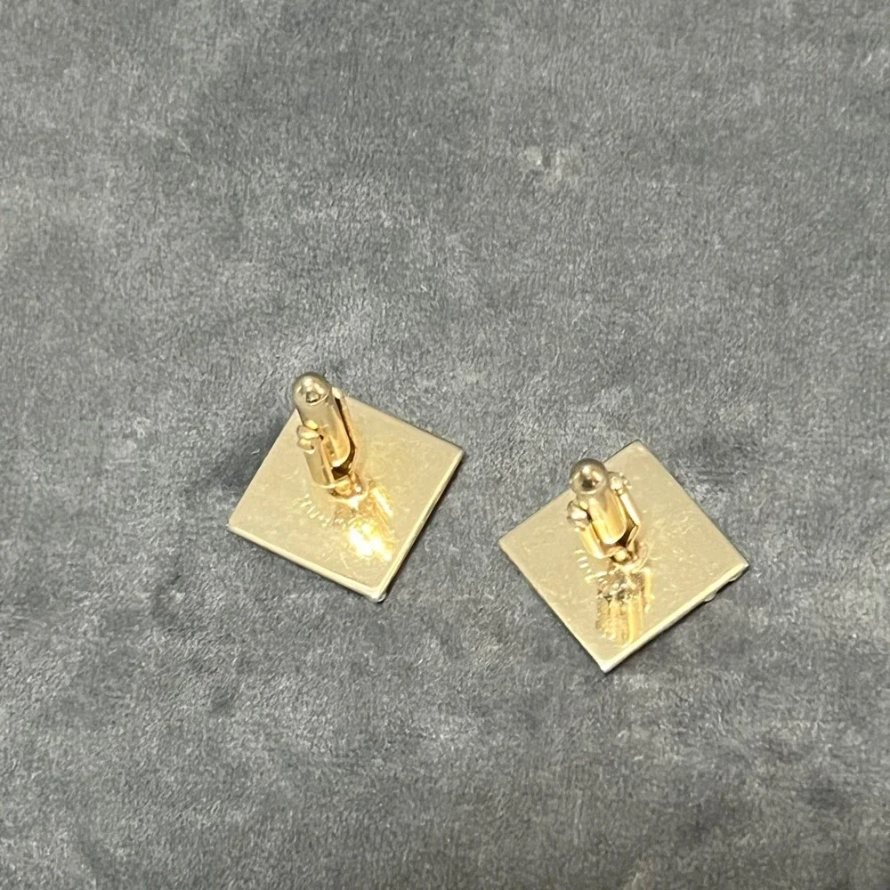 Vintage Swank Gold Tone Square Cufflinks Scroll Design Detail Mid Century‎